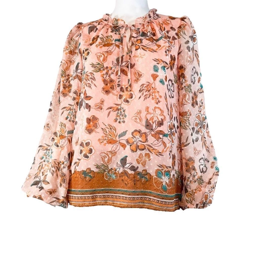 Joie Peach Floral Top Sz M